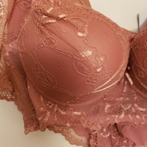 Rene Rofe Women’s Extreme Push-Up Lace Lingerie Bikini Set Brown Sz 36C NWT - Picture 7 of 11